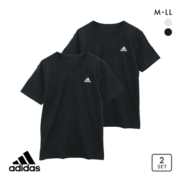 アディダス adidas 2P 半袖 Tシャツ 2枚組 メンズ スポーツ クルーネック ワイドシルエット 吸汗速乾