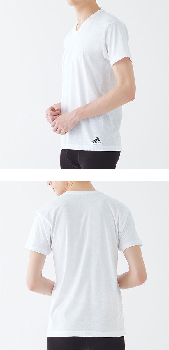 adidas アディダス Vネック Tシャツ 半袖 二枚セット 本体綿100