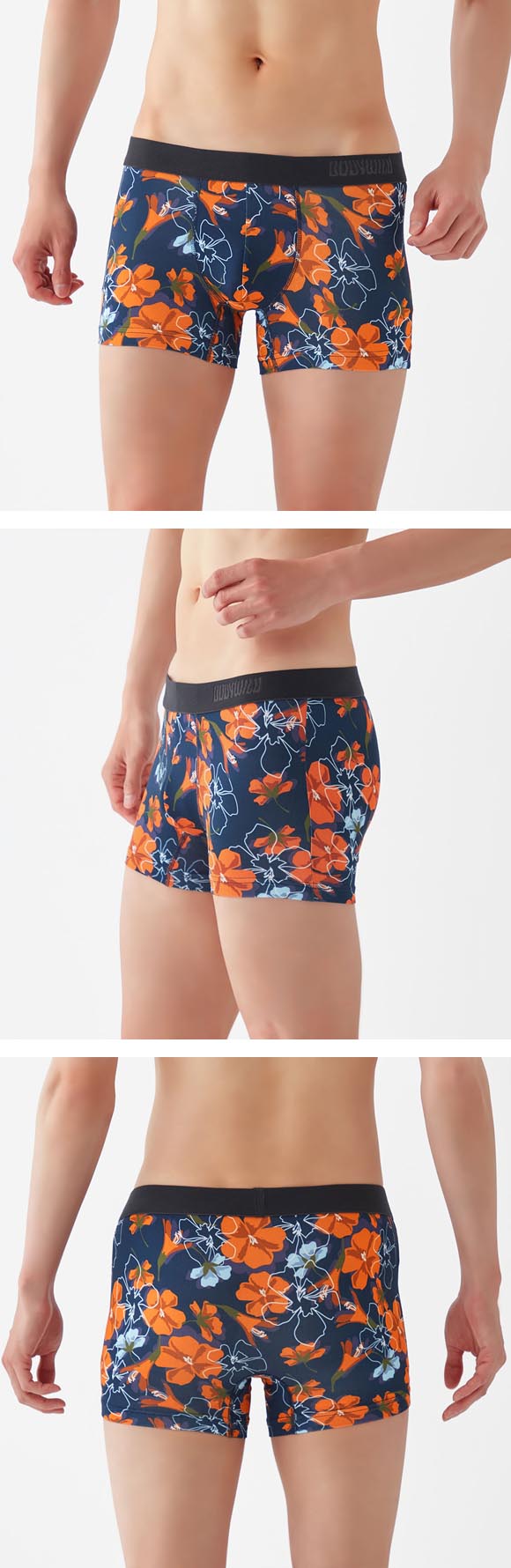 グンゼ GUNZE ボディワイルド BODY WILD フラワー柄 ボクサーパンツ 前閉じ メンズ BODYWILD