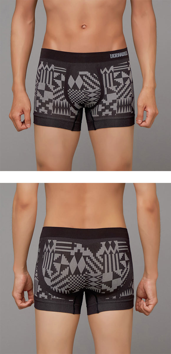 グンゼ BODY WILD ジオメトリック柄 立体成型 ボクサーパンツ 前閉じ メンズ GUNZE ボディワイルド