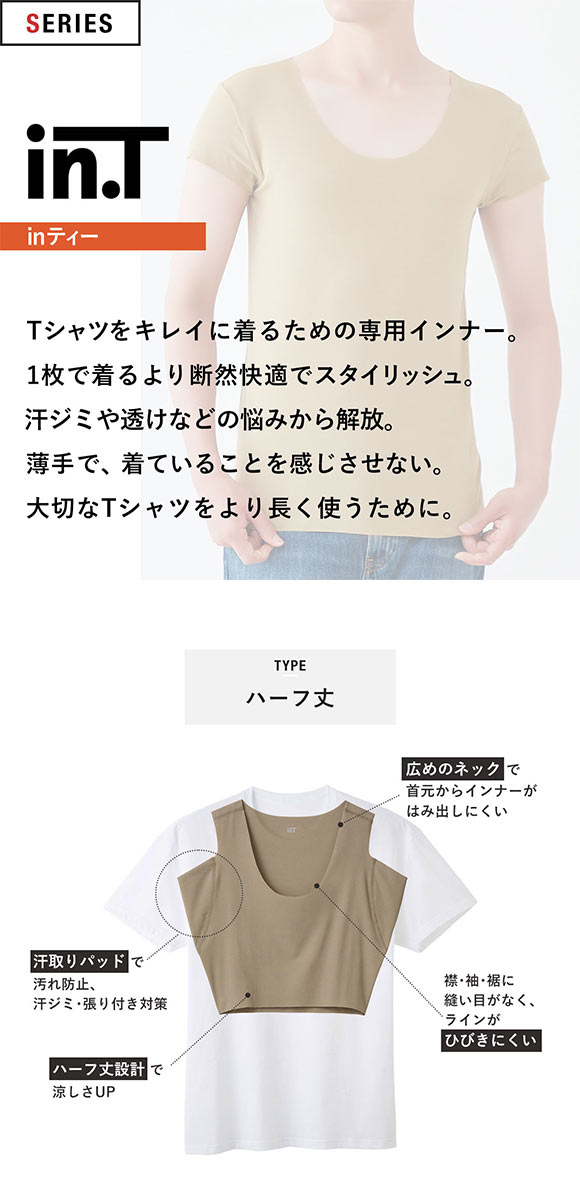 グンゼ インティー ハーフ丈 スリーブレス ハーフ シャツ メンズ GUNZE　父の日