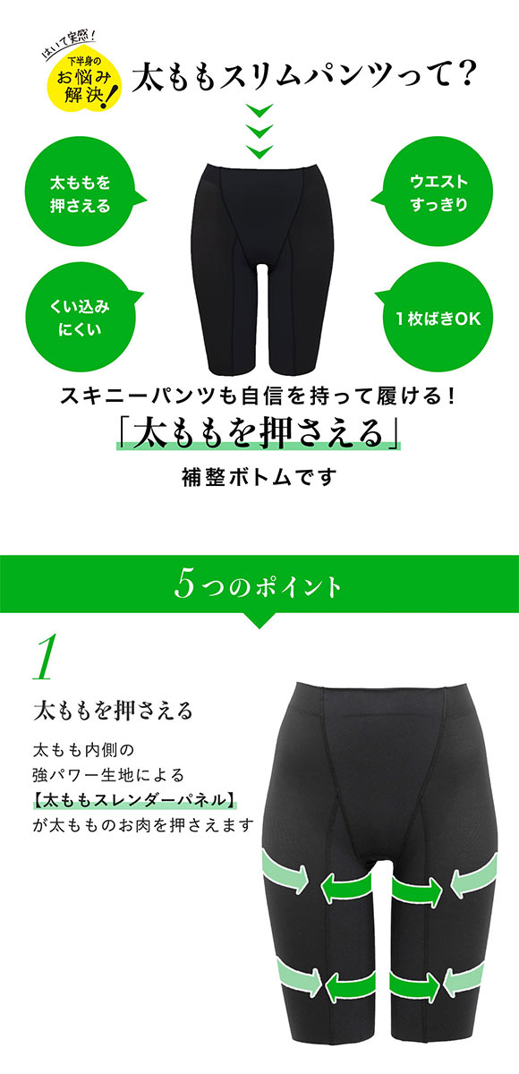 ルシアン LECIEN はいて実感 下半身のお悩み解決 太ももスリムパンツ ももほっそりパンツ ガードル ロング丈 補正下着 M・L・LL