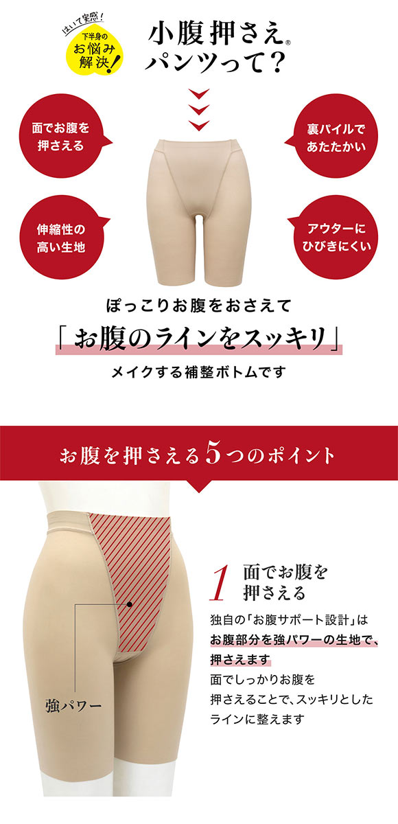 ルシアン LECIEN あったか 小腹押さえ パンツ ロング丈 裏パイル 補正下着 ガードル ソフト M・L・LL