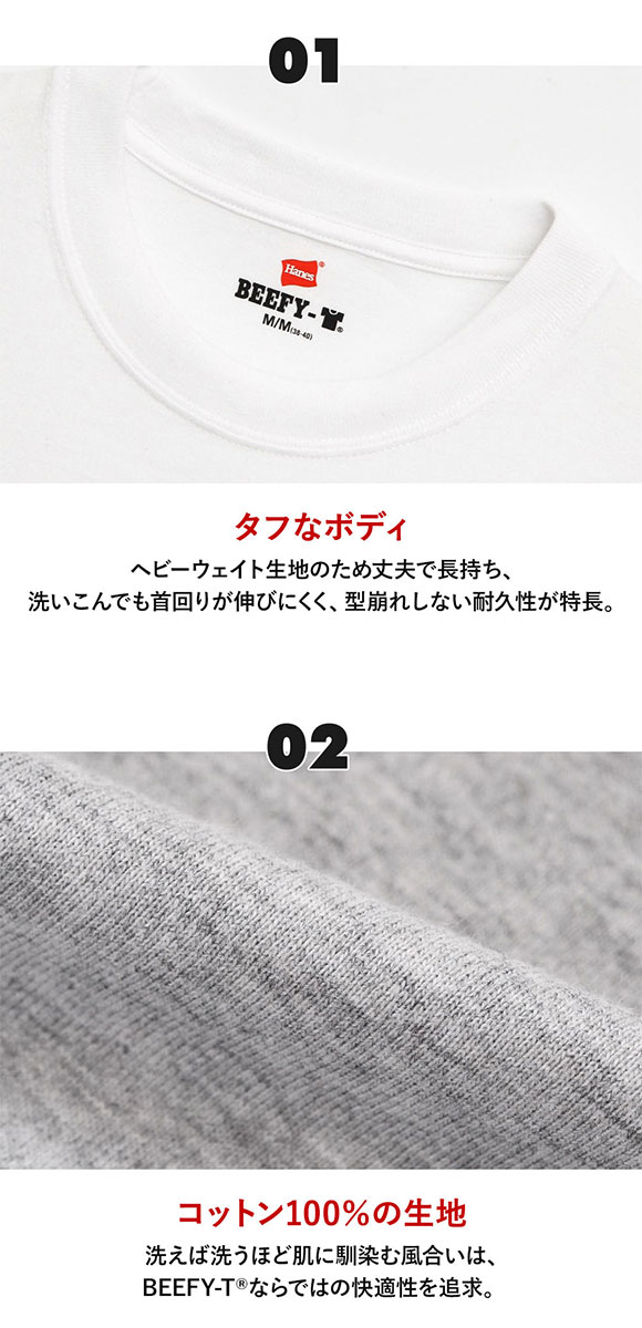 (ヘインズ)Hanes BEEFY クルーネックTシャツ ビーフィー 2P