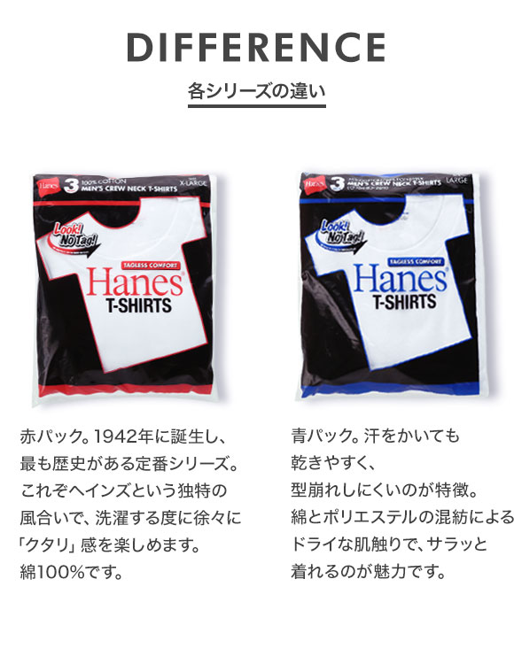 ヘインズ Hanes 赤ラベル 3PクルーネックTシャツ HM2135G パックT