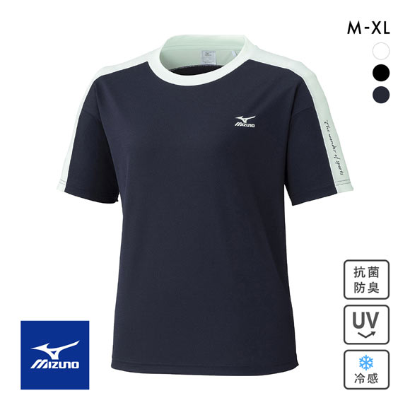 ミズノ レディス アイスタッチ 半袖Tシャツ M L XL 接触冷感 吸汗速乾 紫外線カット 高機能 トップス スポーツウェア MIZUNO