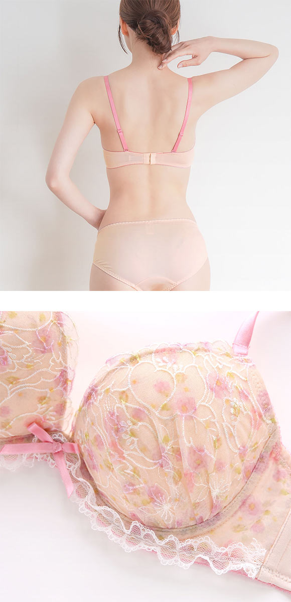 Pan Cute パンキュート フラワープリント刺繍レース ブラセット ABCDEF