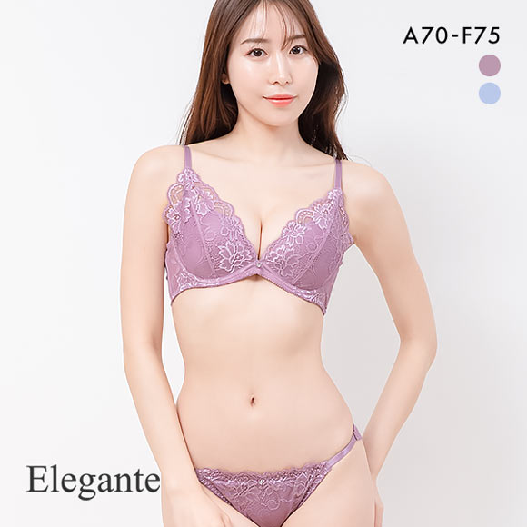 エレガント フルカップ風レーシーブラセット ABCDEF 大きいサイズ 脇高 谷間 ブラセット ブラジャー ショーツ Elegante