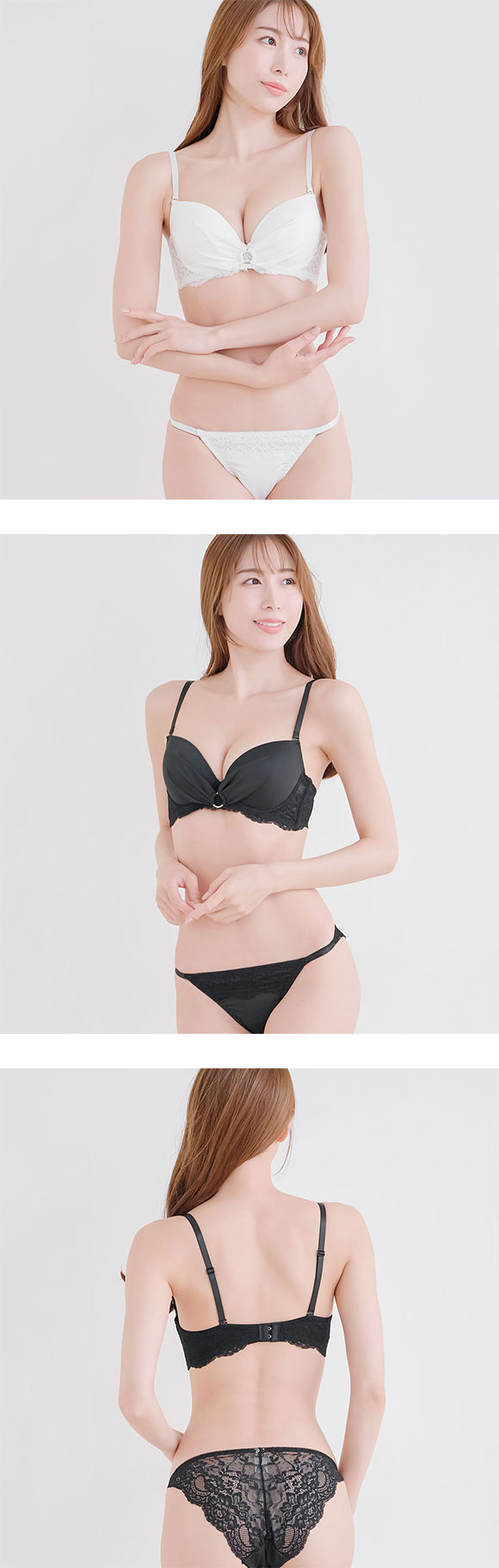 エレガント フロントリング ブラセット ABCDEF 大きいサイズ グラマー 盛り胸 谷間 ブラジャー ショーツ セット Elegante