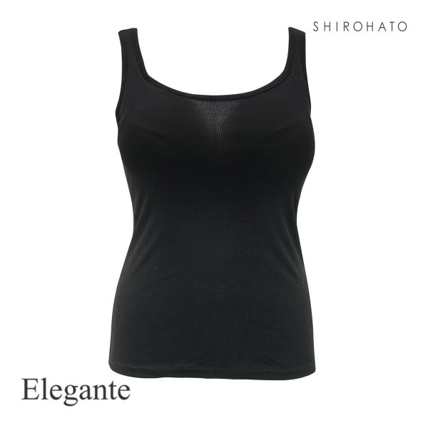 エレガント Elegante カップ付きタンクトップ 綿混 細リブ ブラトップ 2L 3L 4L 5...