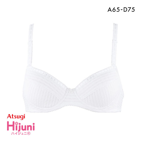 アツギ ATSUGI (ハイジュニ)Hijuni ブラジャー ジュニア キッズ 女の子 超ソフトワイヤー 綿混 ボーダー織柄 後ろホック 単品