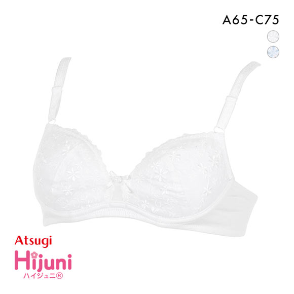 アツギ ATSUGI ハイジュニ Hijuni ブラジャー ジュニアブラ キッズ 超ソフトワイヤー 綿混 レース 後ろホック 単品