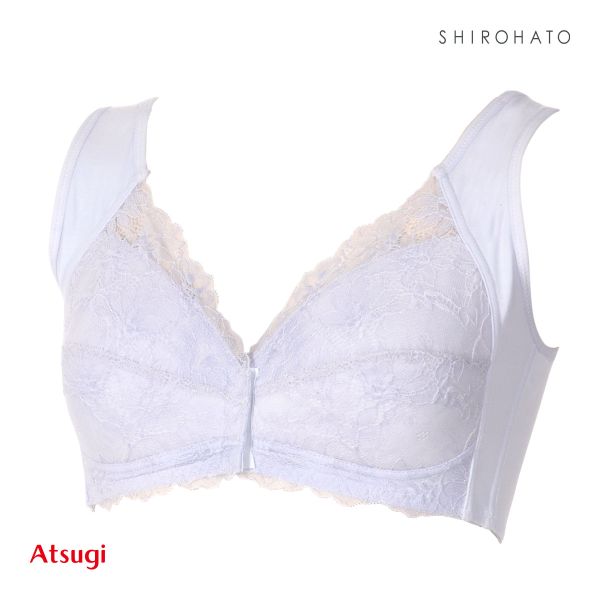 アツギ ATSUGI ラシェール ノンワイヤーブラ フロントホック ブラジャー 綿混 大きいサイズ ...