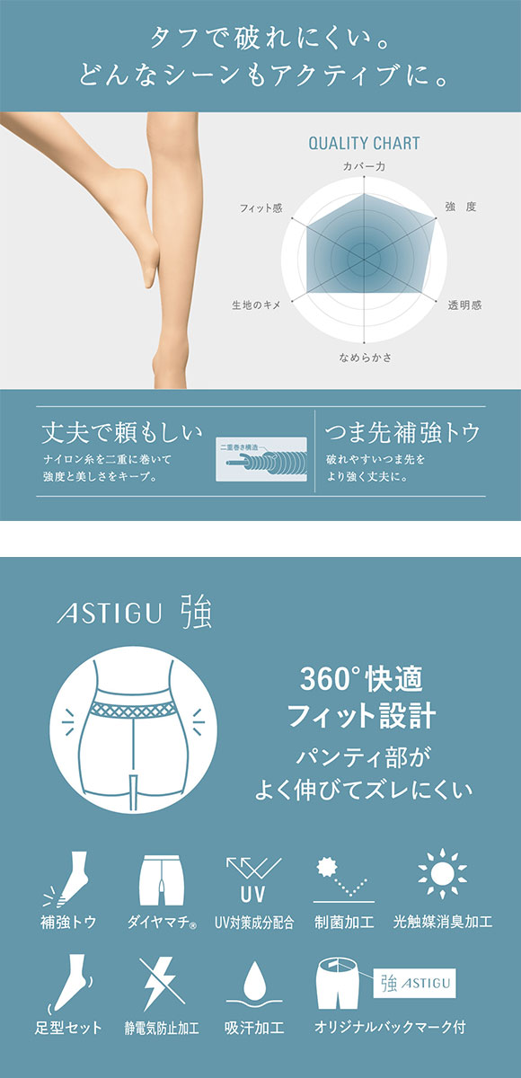 アツギ ATSUGI アスティーグ ASTIGU 強 破れにくい パンティストッキング