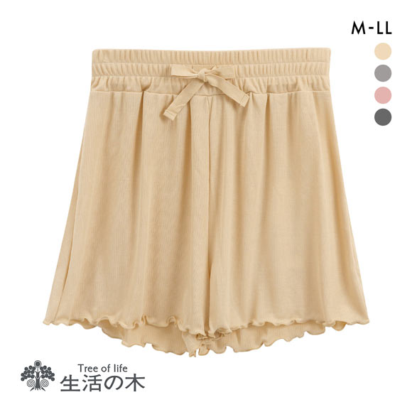 生活の木 リブ フレアショートパンツ 裾メロウ レディース ルームウェア Tree of life