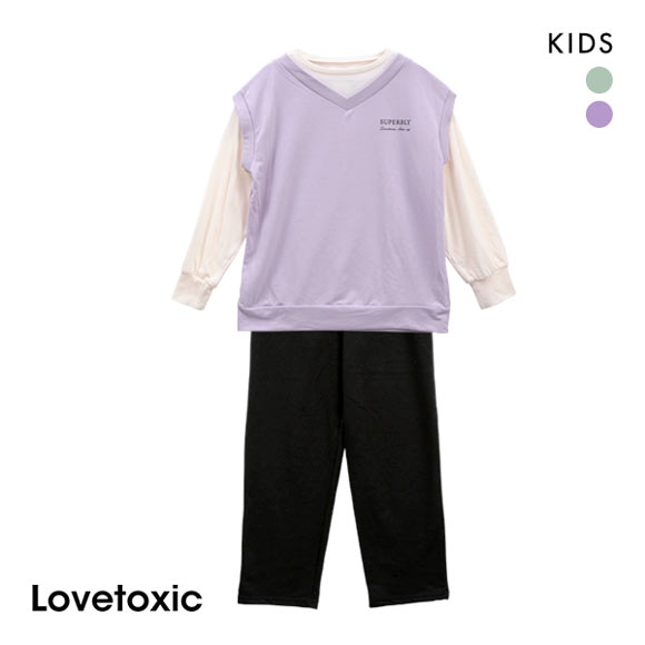 ラブトキシック Lovetoxic ルームウェア パジャマ 上下セット ジュニア キッズ 女の子 長袖 ロングパンツ