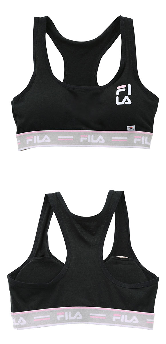 フィラ FILA ジュニア ロゴ ハーフトップ ノンワイヤー ブラジャー スポーツブラ カップ付き M L 単品　KIDS 女の子　吸水速乾