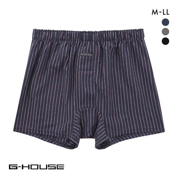 ジーハウス ハンモックサポーター ニット トランクス ストライプ 天竺 メンズ 前開き M L LL G-HOUSE