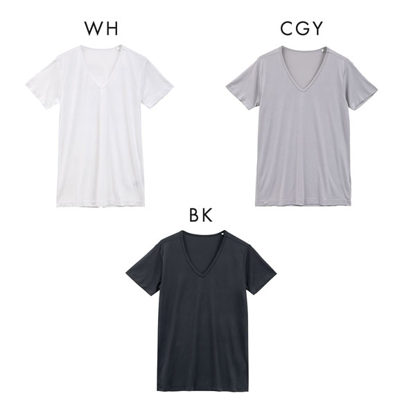 SHIROHATO ヒヤロン メンズ Tシャツ Vネック 半袖 メッシュ