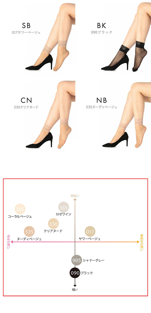 福助 fukuske 満足 ノンラン レース付 クルー丈 ストッキング レディース パンスト 22-25cm