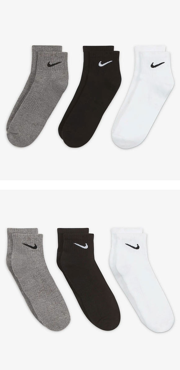 ナイキ NIKE エブリデイ クッション ショート丈 ソックス 3足組 靴下 メンズ レディース SX7667 21-23cm 23-25cm 25-27cm 27-29cm