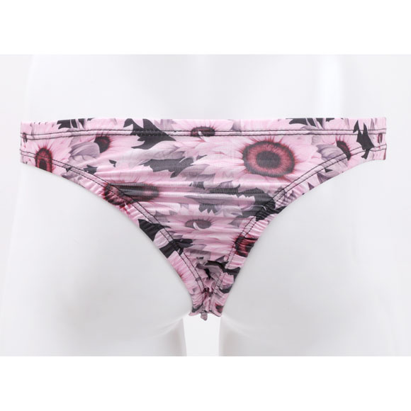 キングノバ ひまわり柄 Tバック ビキニ パンツ メンズ 前とじ M L LL ストレッチ プリント 大きいサイズ KING NOVA