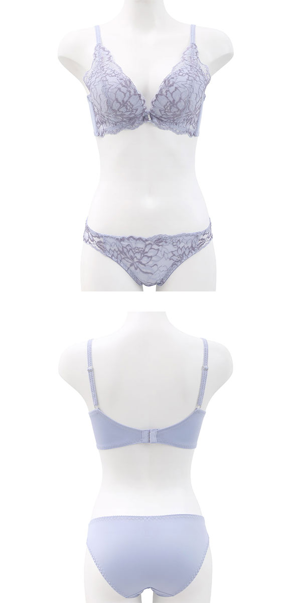 ルルモアナ 2浴レース ブラジャー ショーツ セット 脇高 フラワー 大きいサイズ LULUMOANA