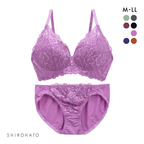 SHIROHATO 谷間×ノンワイヤー フラワーストレッチレ―ス