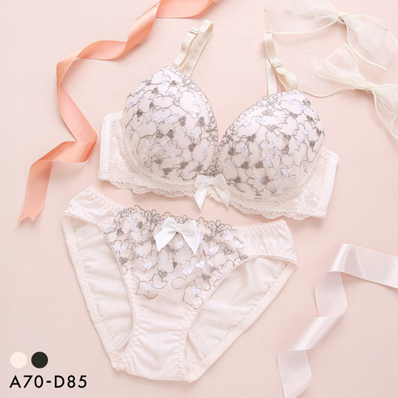 SHIROHATO（白鳩） ブラジャー ショーツセット ピュアシェリ ハート柄