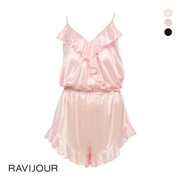RAVIJOUR パジャマ ルームウェア シルキーフリル ロンパース レディース シルキーフリル ロンパース（ルームウェア/パジャマ）｜RAVIJOUR