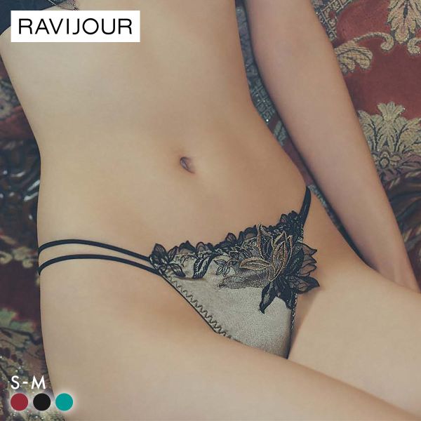 Ravijour★ベビードール★Tバックショーツパンツ下着★透けレースBLACK ラヴィジュール グロリアージュ ストレッチレース Tバックショーツ