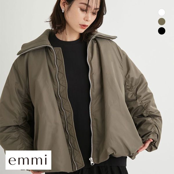 エミ emmi emmi atelier 撥水リブカラーバルーンデザインブルゾン