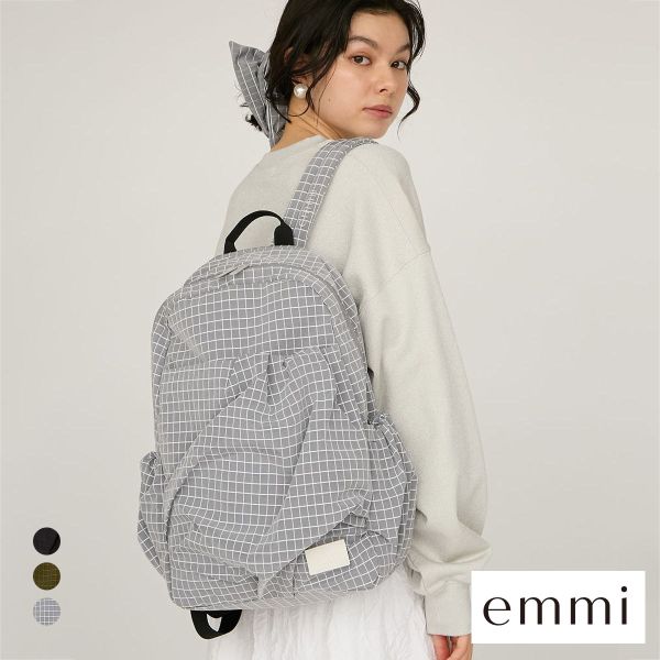 エミ ボックスチェックギャザーボディーバックパック emmi 母の日_3