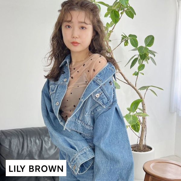 Lily Brown - リリーブラウン 23AW フロッキーチュールシアートップス 長袖 F 青 ブルー LILY BROWN リリーブラウン シアーフロッキートップス×バンドゥ