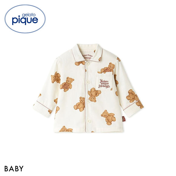 ジェラートピケ キッズアンドベイビー ベビー HOLIDAY BABY ベア柄ネルシャツ ジェラピケ ルームウェア gelato pique Kids＆Baby