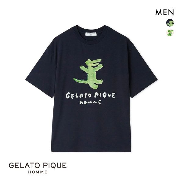 ジェラートピケ オム メンズ 接触冷感 ワニプリントTシャツ ジェラピケ パジャマ ルームウェア gelato pique HOMME | gelato pique | 01