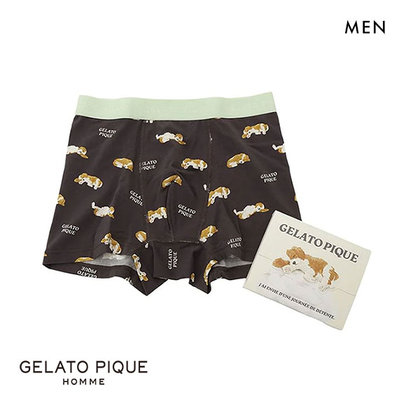 ジェラートピケ オム メンズ スリーピンングドッグ柄アンダーウェア ジェラピケ ボクサーパンツ GELATO PIQUE HOMME