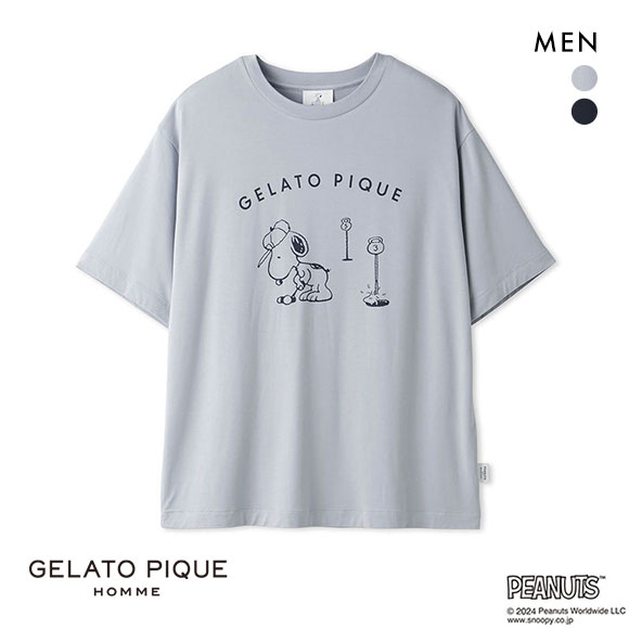 ジェラートピケ オム GELATO PIQUE メンズ PEANUTS HOMME ワンポイントTシャツ ジェラピケ パジャマ ルームウェア