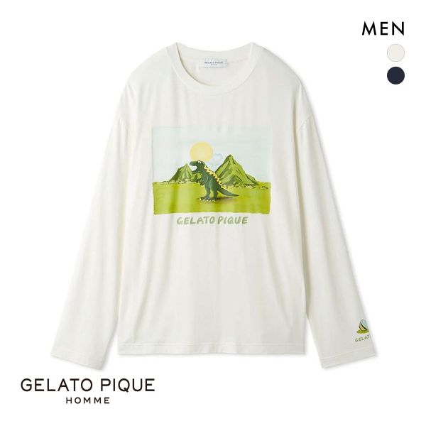 ジェラートピケ オム メンズ ダイナソーワンポイントロンT ジェラピケ ルームウェア パジャマ GELATO PIQUE HOMME