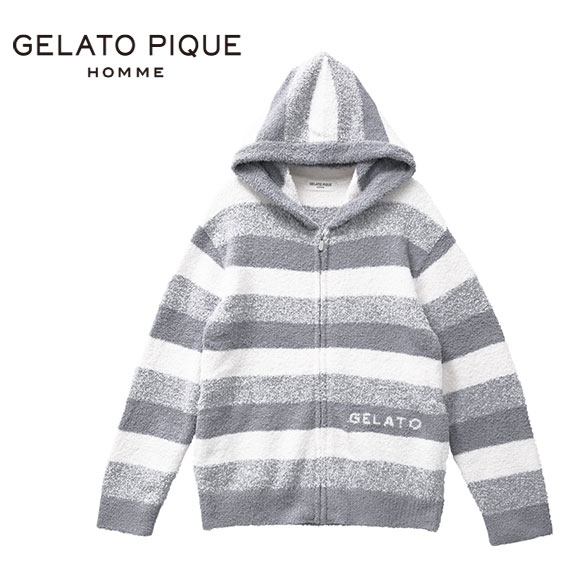 ジェラートピケ オム GELATO PIQUE HOMME メンズ【HOMME】べビモコメランジボーダーパーカー ジェラピケ ルームウェア