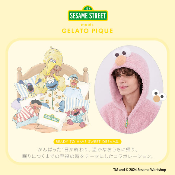 ジェラートピケ オム メンズ セサミストリート エルモ パーカ&ハーフパンツ ジェラピケ パジャマ ルームウェア SESAME STREET GELATO PIQUE HOMME