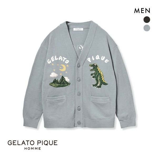 ジェラートピケ オム メンズ エアモコダイナソージャガードカーディガン ジェラピケ パジャマ ルームウェア gelato pique HOMME | gelato pique | 02