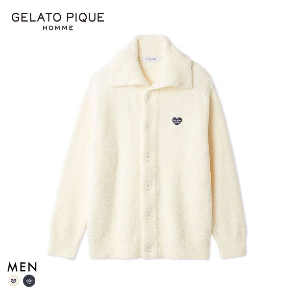 ジェラートピケ オム メンズ べビモコハートロゴ刺繍カーディガン ジェラピケ パジャマ ルームウェア gelato pique HOMME_1