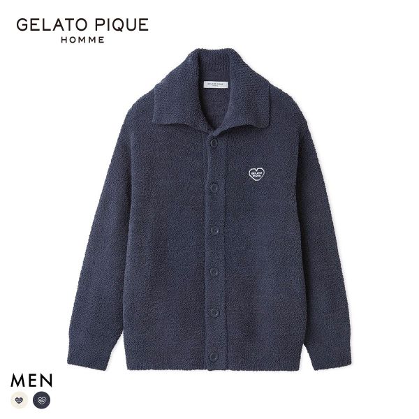 ジェラートピケ オム メンズ べビモコハートロゴ刺繍カーディガン ジェラピケ パジャマ ルームウェア gelato pique HOMME_2