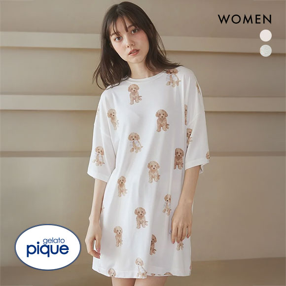 ジェラートピケ レディース トイプードル柄ビッグＴシャツ ジェラピケ パジャマ ルームウェア gelato pique