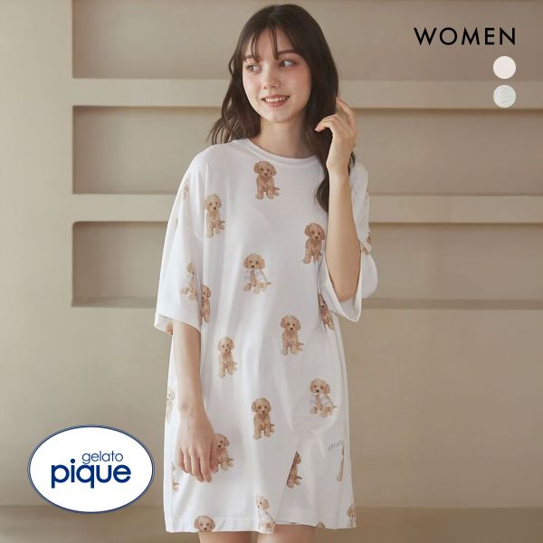 ジェラートピケ レディース トイプードル柄ビッグＴシャツ ジェラピケ パジャマ ルームウェア gelato pique | gelato pique | 01