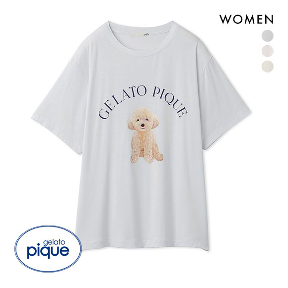 ジェラートピケ gelato pique レディース DOG柄ワンポイントTシャツ