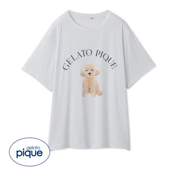 ジェラートピケ gelato pique レディース DOG柄ワンポイントTシャツ ジェラピケ パジャマ ルームウェア｜shirohato｜02