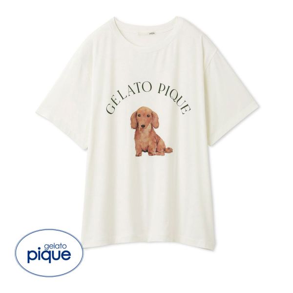 ジェラートピケ gelato pique レディース DOG柄ワンポイントTシャツ ジェラピケ パジャマ ルームウェア