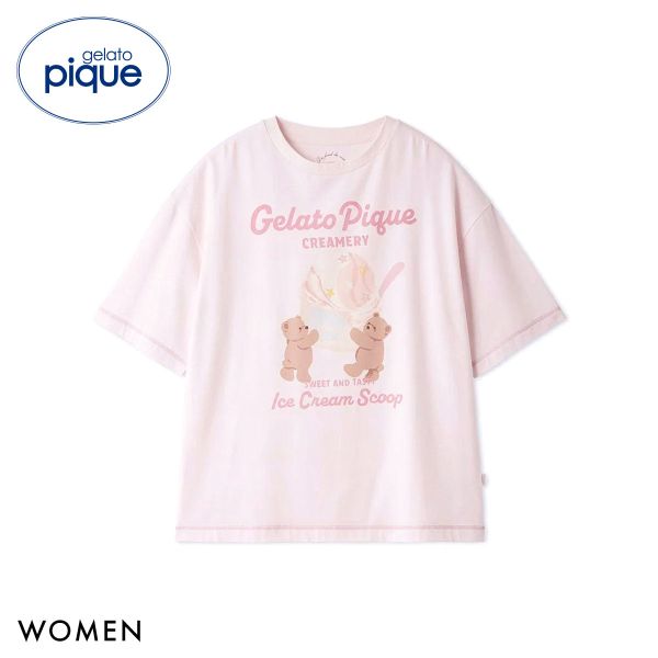 ジェラートピケ レディース アイスクリームベアワンポイントTシャツ ジェラピケ パジャマ ルームウェア gelato piqueの画像